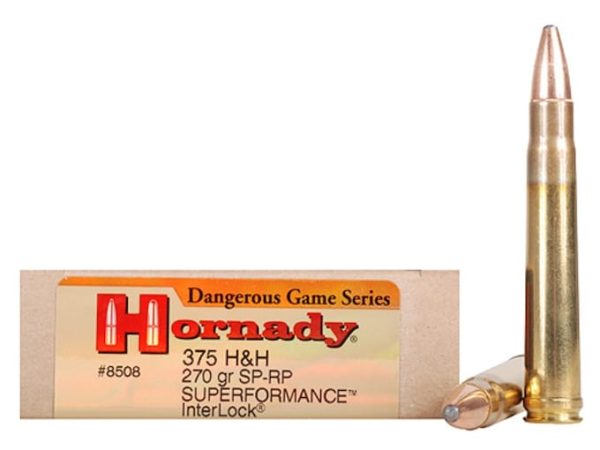 Hornady Dangerous Game Superformance Ammunition 375 H&H Magnum 270 Grain Spire Point Recoil Proof Box of 20