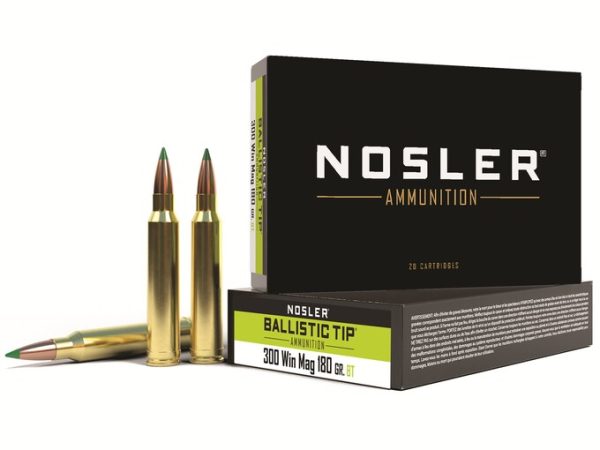 Nosler BT Ammunition 300 Winchester Magnum 180 Grain Ballistic Tip Box of 20