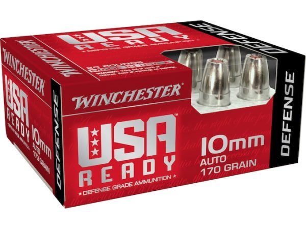 Winchester USA Ready Defense Ammunition 10mm Auto 170 Grain Jacketed Hollow Point Box of 20